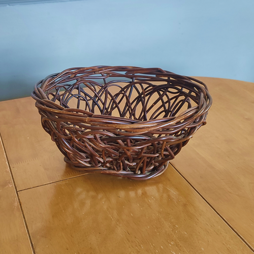 Vintage Willow Wicker Basket - Handmade Natural Décor Dark Wood Wooden Storage - Picture 2 of 10