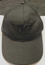 SeaWorld Embossed Shamu Whale Hap Cap Black/Gray Adult EUC