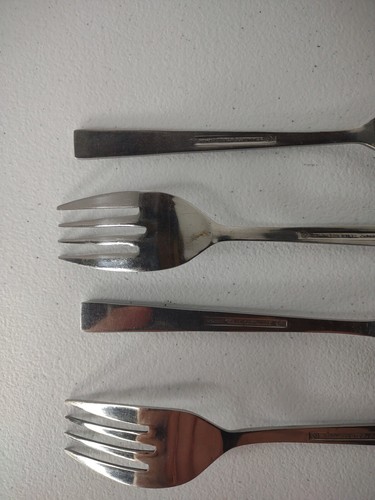 Vintage Interpur Cortina 4 pc lot Salad Fork Stainless Steel Flatware Japan MCM - Picture 5 of 11