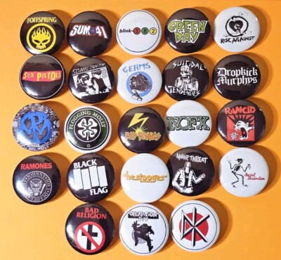 Punk Rock 1.25'' Button Pin Lot of (23) Ramones Bad Religion Rancid Dead Kennedys