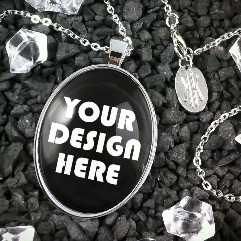 Custom Large Necklace Personalized Image Design Handmade Silver