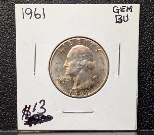 1961P Silver Washington Quarter 25c Gem BU 250911