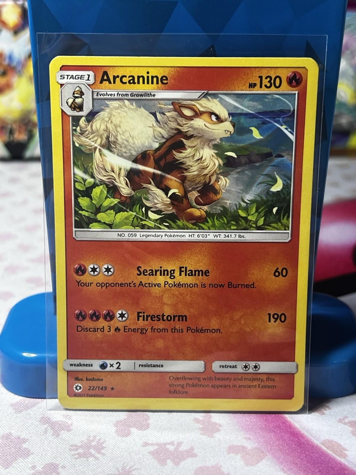 Pokemon TCG Arcanine 22/149 SM Base Set Holo Rare Card
