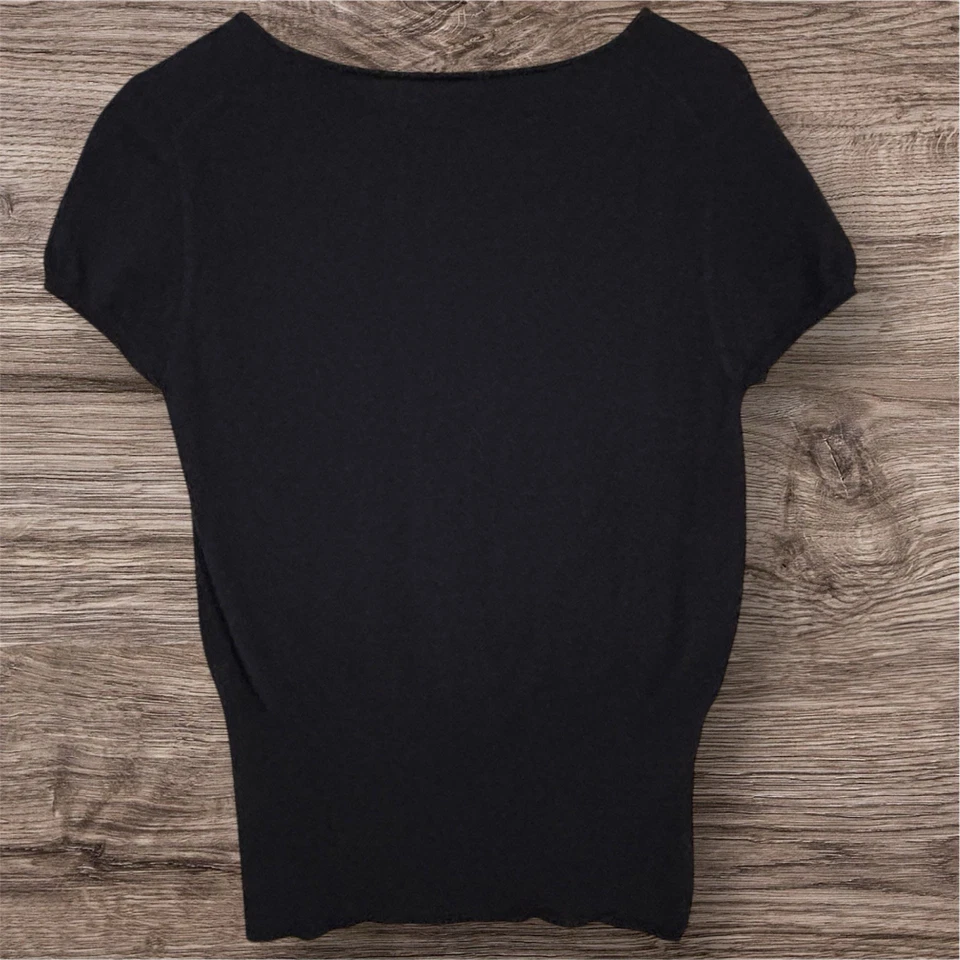 Suéter Kinross 100 % cachemir manga corta negro para mujer pequeño ligero Foto 2 de 4