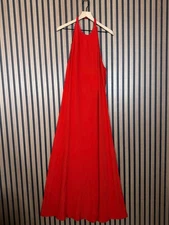 New Diane Von Furstenberg Slip Dress 12 / L Red Maxi A Line Strappy 100% Silk
