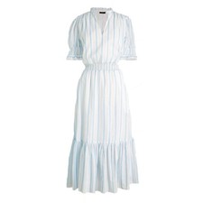 J. Crew 100% Cotton Blue & White Striped Midi Dress 2X NWT