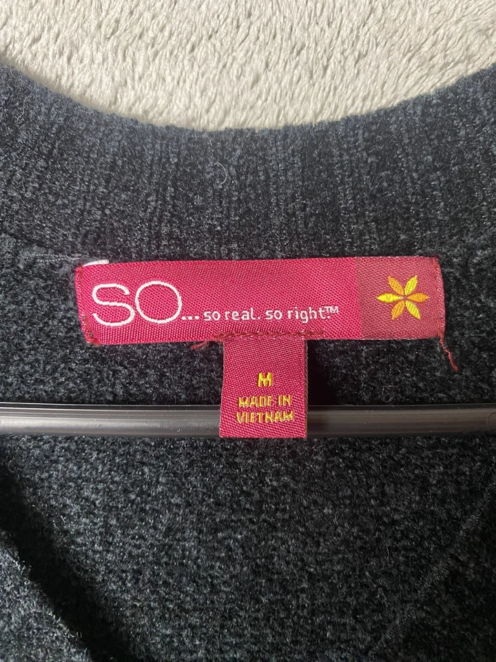 Suéter SO Juniors M Negro Cuello en V Manga Larga Foto 3 de 4