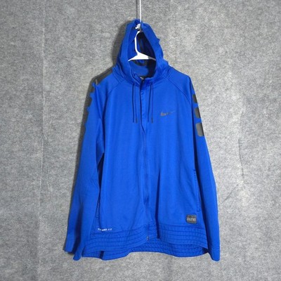 Nike Elite Therma-Fit Hoodie Mens XL Blue Full Zip Basketball Jacket 684172-480