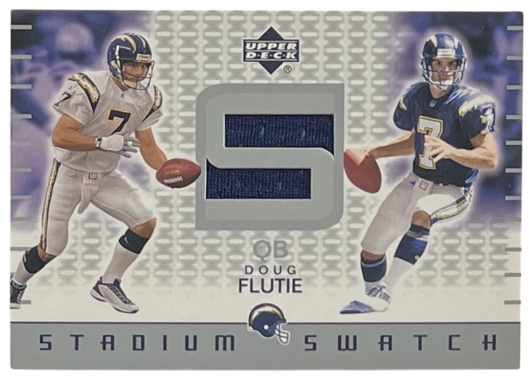 2002 Upper Deck Stadium Swatch Jersey #SS-DF Doug Flutie San Diego Chargers