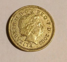 2003 Queen Elizabeth II One Pound Coin Royal Arms Of The United Kingdom