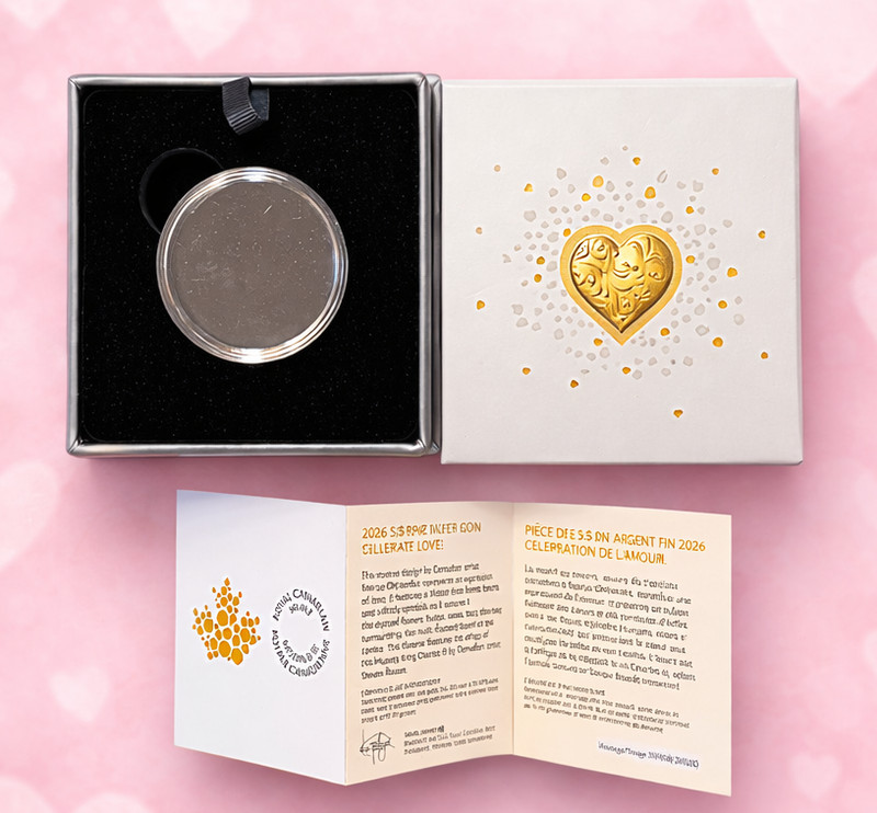 2026 $20 RCM CANADA SILVER CELEBRATE LOVE HEART BOX - CAPSULE & COA NO COIN
