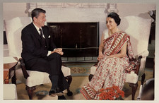 President Ronald Reagan meets with India Prime Minister Indira Gandhi, Postcard