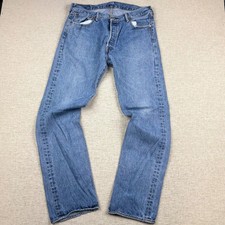 Levis 501 Mens 35x34 Light Distress Jeans Thigh Faded  Vintage Style  Denim