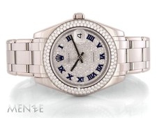 Rolex Pearlmaster 81339 Weißgold 34mm Diamond Pavé Roman B+P 11/2022 Uhr (14684)