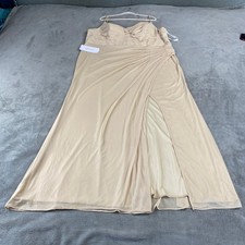 Azazie Deandra Gown Women A26 Champagne Bridesmaid Dress Ruched Side Slit Maxi