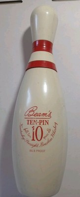 Vintage Beam s Ten Pin 10 Year Bourbon Whiskey Bowling Pin Empty Bottle 750ml