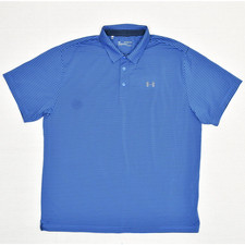 Under Armour Men Polo Shirt Short Sleeve Polyester Blue Size 2XL Loose Heatgear