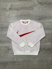 Suéter Supreme Nike Swoosh Tejido SS19 Para hombres Adultos Mediano M Blanco Rojo Solo Hazlo