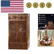 Wooden Tree of Life Cremation Urns for Human Ashes   Memorial Urn Box and Cas...