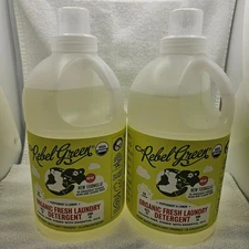 Rebel Green Laundry Detergent USDA Organic Fresh Sulfate Free Two 68 FL OZ Bottl