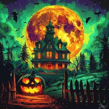 Diamond Art Painting Kits for Adults,5D Halloween Night Diamond Painting Kit for