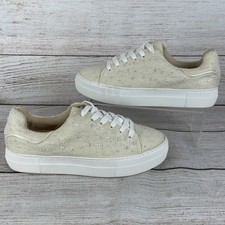 Betsey Johnson Suton Womens Sz 8.5M Sneakers White Beaded Bride