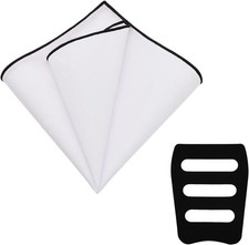 White Pocket Squares for Men, Mens Linen Cotton Handkerchiefs 1 Pcs - Black