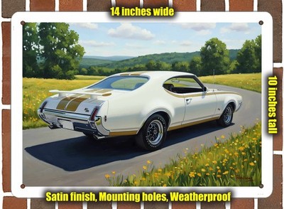 Metal Sign - 1969 Oldsmobile Hurst Olds 442 3 Oil Painting - 14x10