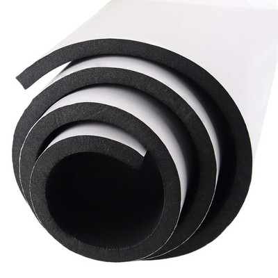Neoprene Foam Insulation Sheet 1/2'' Thick Adhesive Rubber Roll Soundproof Black