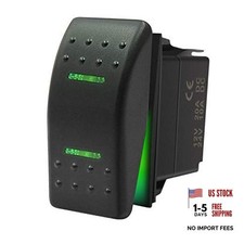 KEING Momentary Waterproof Rocker Switch Toggle - ON /Off/ ON LED Light Green