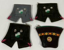 Vintage Leather Lederhosen Zipper Coin Purse Snap Flap Lily Flower