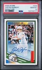 2025 Score Justin Herbert Signature Auto PSA 10 POP 1