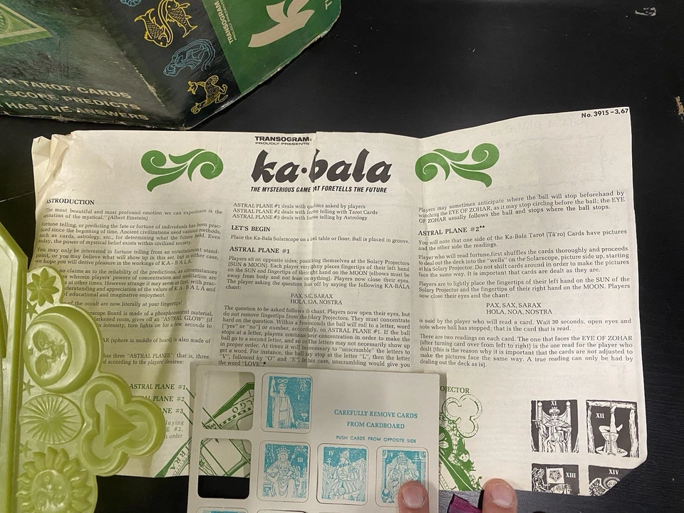1967 Transogram Ka-Bala Board Game Fortune Telling Tarot 100% Complete GREAT BOX - Image 4 of 4