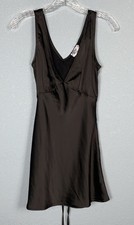 Princess Polly Sz 2 Y2K Slip Dress Baby Doll Mini Black Satin Goth Classic