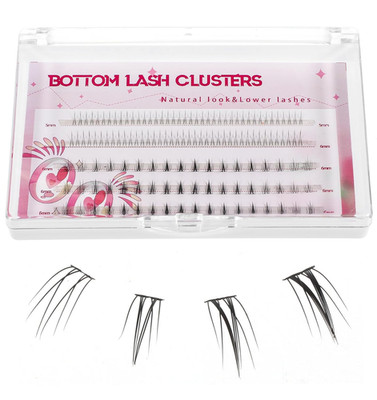 134 Pcs Bottom Lash Clusters, Individual Invisible Band, Natural Matte Black Las