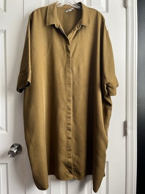 green emerald velvet dress Cos Khaki Green Asymmetric Shirt Dress