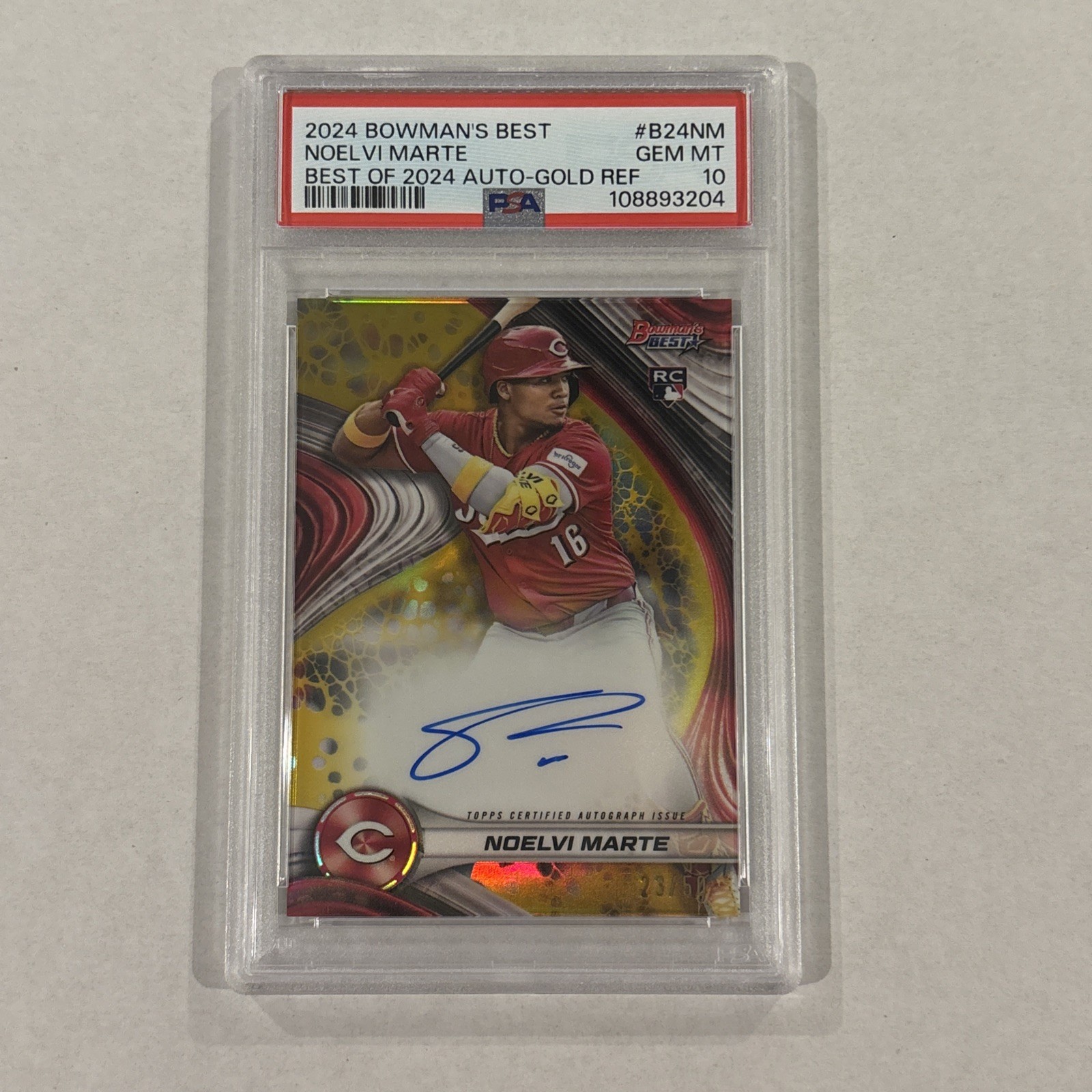 2024 Bowman's Best - Best of 2024 Autographs Noelvi Marte Gold Refractor /50