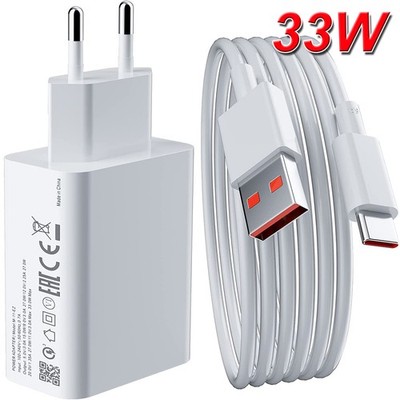 33W Turbocharge Ladegerät mit 2M 6A USB C Ladekabel für Xiaomi Redmi Note 11 11s