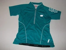 Bellwether shirt Women's Cycling Jersey Med Cadence Teal Green White Floral Zip