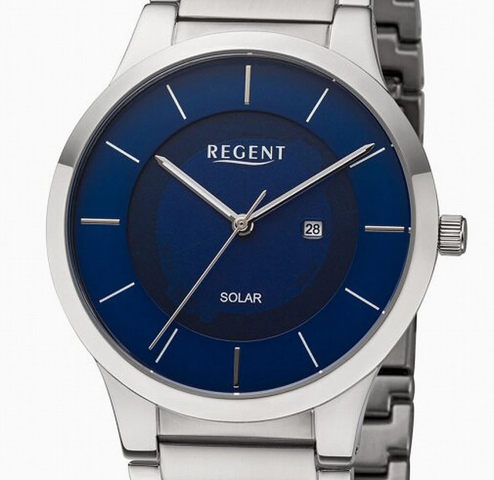 Modern elegante Regent BA-724 Edelstahl SOLAR 39 mm Herrenuhr UVP* 158,00 EUR - Bild 1 von 3