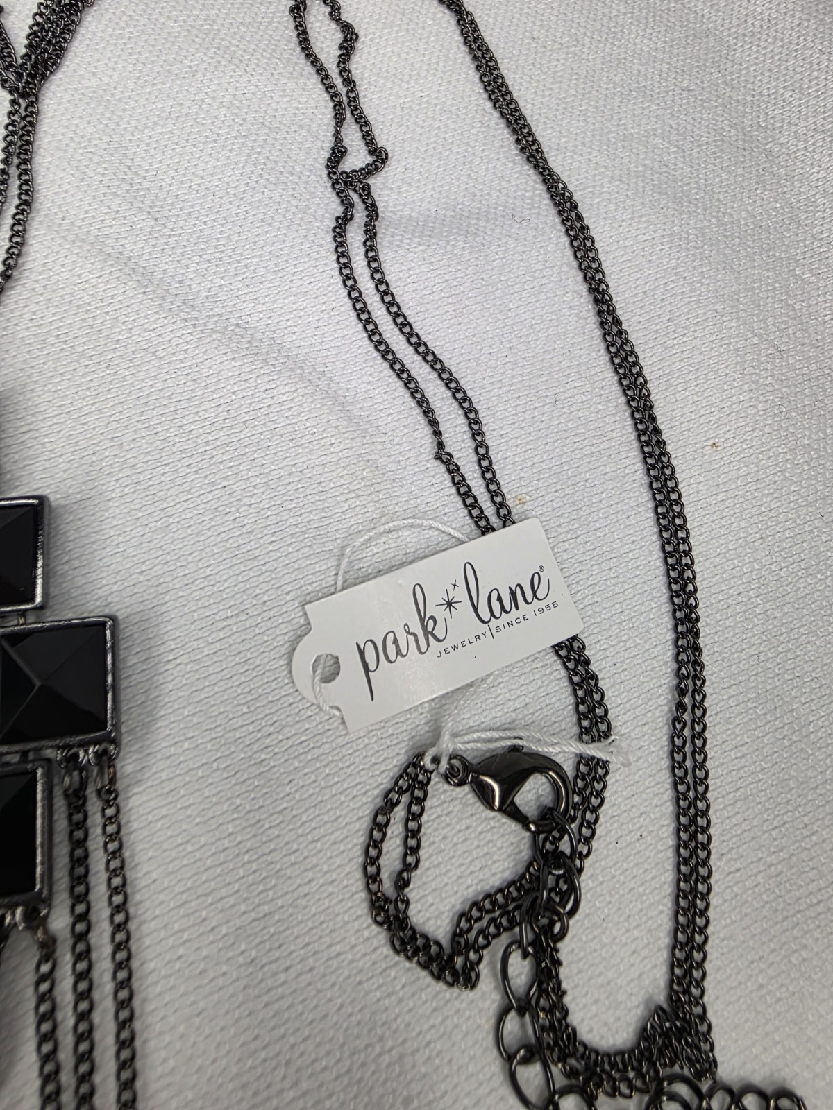 Park Lane Black Pyramid Fringe Chain Necklace Geometric Tiles Design New (Read⬇️