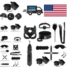 Complete BDSM Bondage Kit for Couples 12 Pieces in Black with Adjustable Straps
