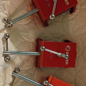 SAKER Metal Bench Vise Clamp Set, 2 in Jaw, 3-Piece, Red/Silver