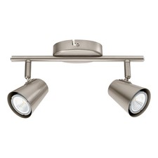 Eglo Travale Twin/Dual Bar Spot Ceiling Light | inc LED GU10 Bulb Nickel Silver