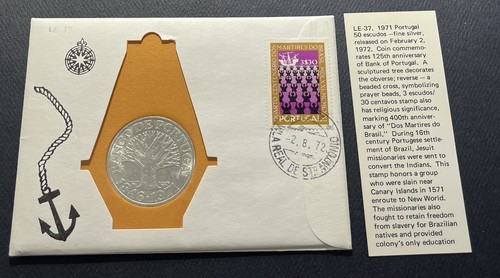 Portugal 1971 50 Escudos Uncirculated Silver Coin