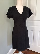 Madewell Cross Front Flutter Sleeve Minidress In Black Size XS Cotton Blend