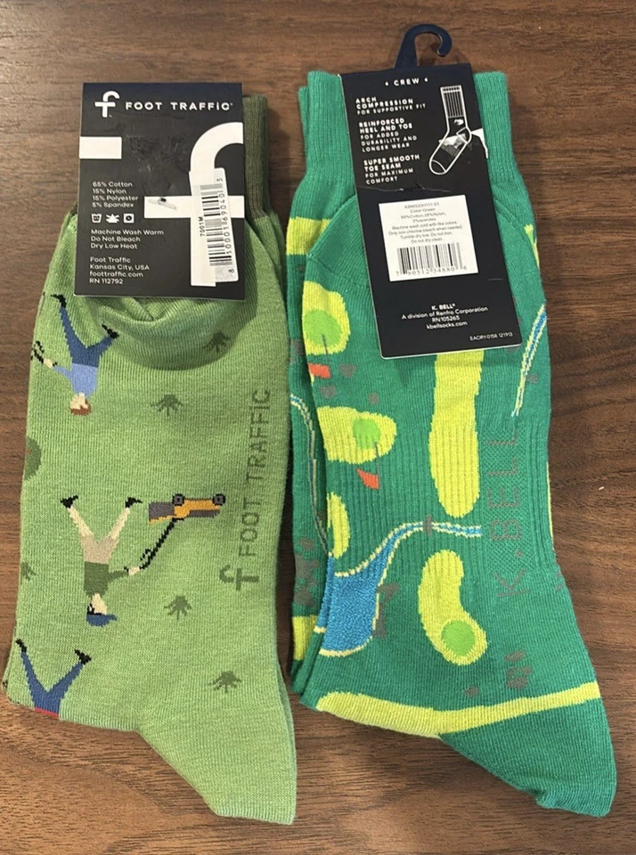 2 pares de calcetines y zapatos para hombre talla 7-12. ¡Calcetines de golf, calcetines para cortar césped! Tan divertido! ¡NUEVO! Foto 2 de 2