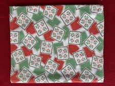 "Vintage Feed Sack" 1930-50s Red & Green 1.5" Squares with Flowers 44"L x 37"W