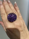 Fabulous 925  large cluster sapphire Vintage Ring Size 9