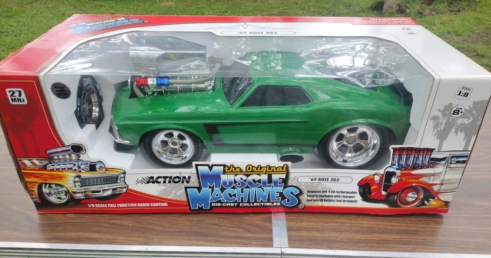 Muscle Machines 69' Boss 302 escala 1/8 función completa coche RC verde leer Foto 2 de 4